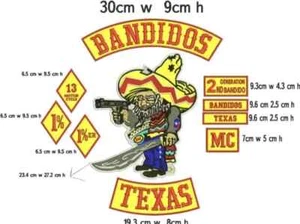 Bandidos Texas mc iron on embroidered set applique - Picture 1 of 1