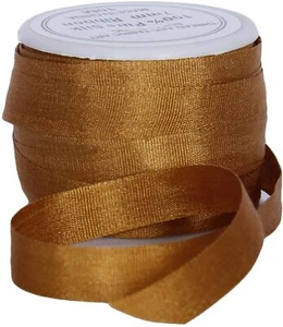 Threadart 100% Pure Silk Ribbon -7mm Golden Tan - No. 668 - 10 Meters - Picture 1 of 7