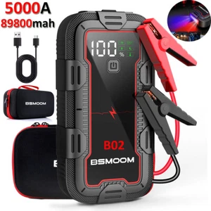 BSMOOM 5000A Car Jump Starter Pack Battery Booster 89800mAh Power Bank Pack+ Carry Case