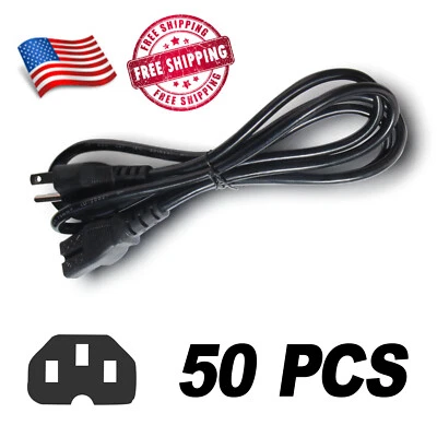 50-LOT NEW AC Power Cord Cable Desktop Monitor Computer 6ft IEC320 18AWG PC - Image 1 of 4
