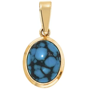 Anhänger mit echtem Türkis oval 585 Gold Gelbgold Türkisanhänger Goldanhänger - Bild 1 von 4