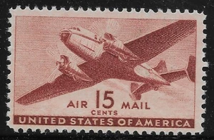 US Scott #C28, Single 1941 Air Mail 15c FVF MNH - Picture 1 of 1