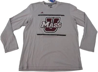 New UMASS Minutemen Mens Size XL XLarge Adidas Gray Long Sleeve Aeroknit Shirt - Image 1 of 4