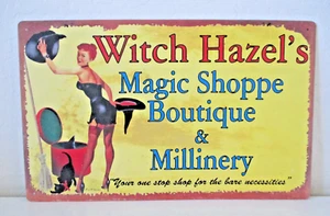 Witch Hazel's Magic Shoppe Tin Litho Metal Sign Ohio Wholesale Repro Vtg AZ44 - Picture 1 of 10