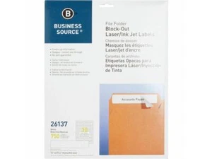 Business Source File Fldr Labels Block-Out Lsr/Inkjet 750/PK 2/3"x3-7/16 WE - Picture 1 of 6