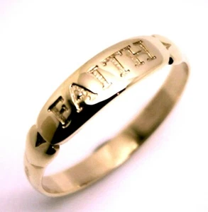 SIze O Genuine New Solid 9ct 9kt 375 Solid Rose Gold Faith Ring - Picture 1 of 1