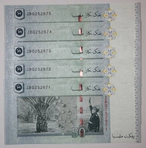 (PL) RM 50 ZB 0252871-75 UNC 1 ZERO MALAYSIA ZETI LOW NUMBER REPLACEMENT NOTE - Picture 1 of 2