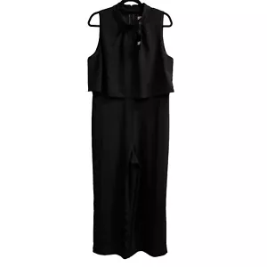 DKNY Pantsuit Womens 14 Black High Neck Popover Sleeveless Cropped Wide Leg - Picture 1 of 12