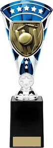 Cricket Trophy – Silver & Blue – Available in 210mm, 230mm, 255mm Sizes - Picture 1 of 2