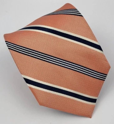 Corbata de seda Nautica naranja melocotón azul rayas blancas hombre 60 x 3,25 Foto 1 de 4