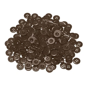 200pcs Resin Sewing Buttons 5/8" Round Flat 4-Hole Craft Buttons, Brown - Picture 1 of 5