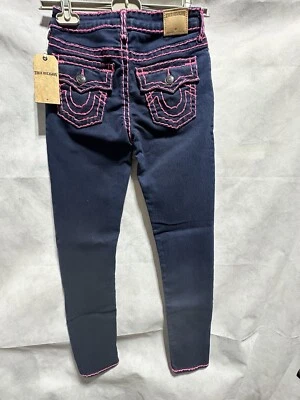 NUEVO Jeans True Religion Grandes Niños Niñas EE. UU. 14 Casey Ajustado Rosa Super T Azul Oscuro Foto 1 de 4