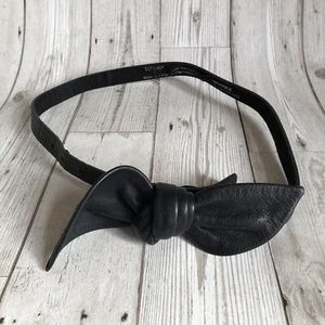 Topshop Women’s Black Leather Belt Size S Faux Tie Front, Stud Closure, 5 Holes - Picture 1 of 11
