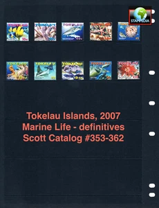 1/3 off $36.50 Scott Value - 2007 TOKELAU Fish definitives Marfine CV MNH NH UMM - Picture 1 of 4