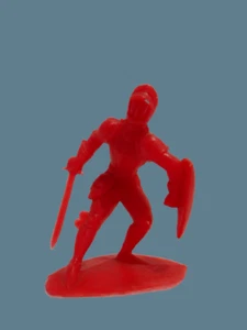 Heinerle Domplast Manurba figuras de caballero rojo con espada escudo - Imagen 1 de 1
