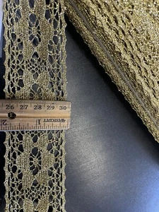 10 yards Golden Crochet lace trim metallic star shape 2” - Picture 1 of 3