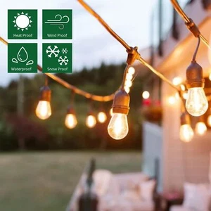 Outdoor Festoon Lighting Heavy Duty LED Garden String Lights Mains Powered 48FT - Picture 1 of 21