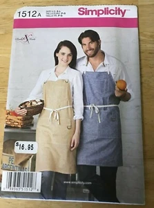 Simplicity Apron pattern #1512 Men or Women Sz S-L Uncut - Picture 1 of 2