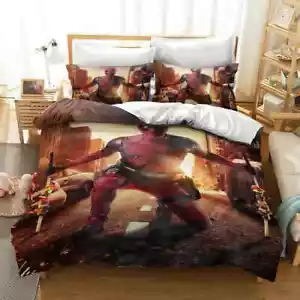 Deadpool Bedding Set 3PCS Duvet Cover Pillowcases Comforter Cover Gift US Size - Picture 1 of 11