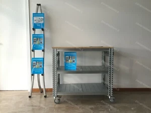 Scaffale con ruote con freno di blocco e Top in legno - Foto 1 di 4