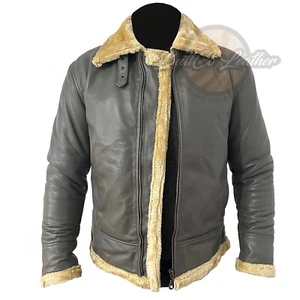 Flieger Herren B3 Bomber Lammfell Jacke Premium Schafsleder & warmes Fell gefüttert - Bild 1 von 9