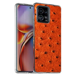For Motorola (Edge,One 5G,Ace,UW,X40,30),Slim Cover,Orange Ostrich Print,USA - Picture 1 of 21