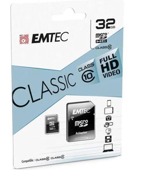 Microsd Speicherkarte 32GB SDHC Karte mit SD-Adapter Emtec Class 10 Full HD - Bild 1 von 1
