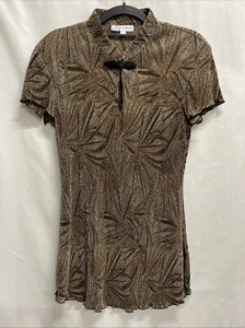 Damen Vintage Dressbarn braun Polyester Top Bluse ärmellos Größe 8 - Bild 1 von 14