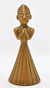 Antique Brass Woman Figurine Original Old Hand Crafted Engraved - Picture 1 of 6