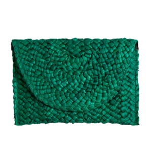 Frittura Eliza Rattan Tessuta in Paglia Verde Smeraldo - Foto 1 di 3