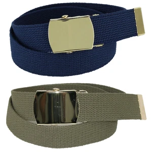 CTM Kid's Cotton Belt with Brass Military Buckle (Pack of 2 Colors) - Picture 1 of 31