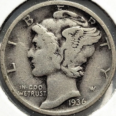 1936-D Mercury Dime 10c Very Good VG+ * Original Surfaces * 1936D - Image 1 of 2