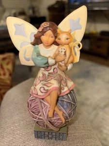 JIM SHORE Heartwood Cree 2009 Feline Fairy Resin Figurine Cal Ball yarn - Picture 1 of 4