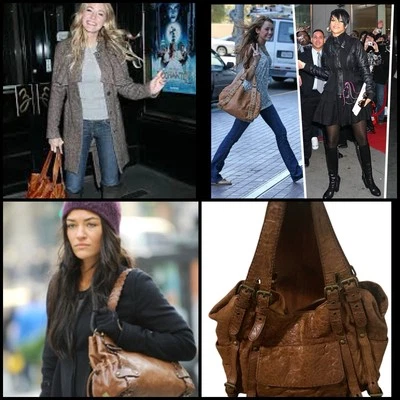 Kooba Cognac Pebble Leather Whipstitch Distressed Buckle Slouchy Large Hobo Bag - Image 1 of 4