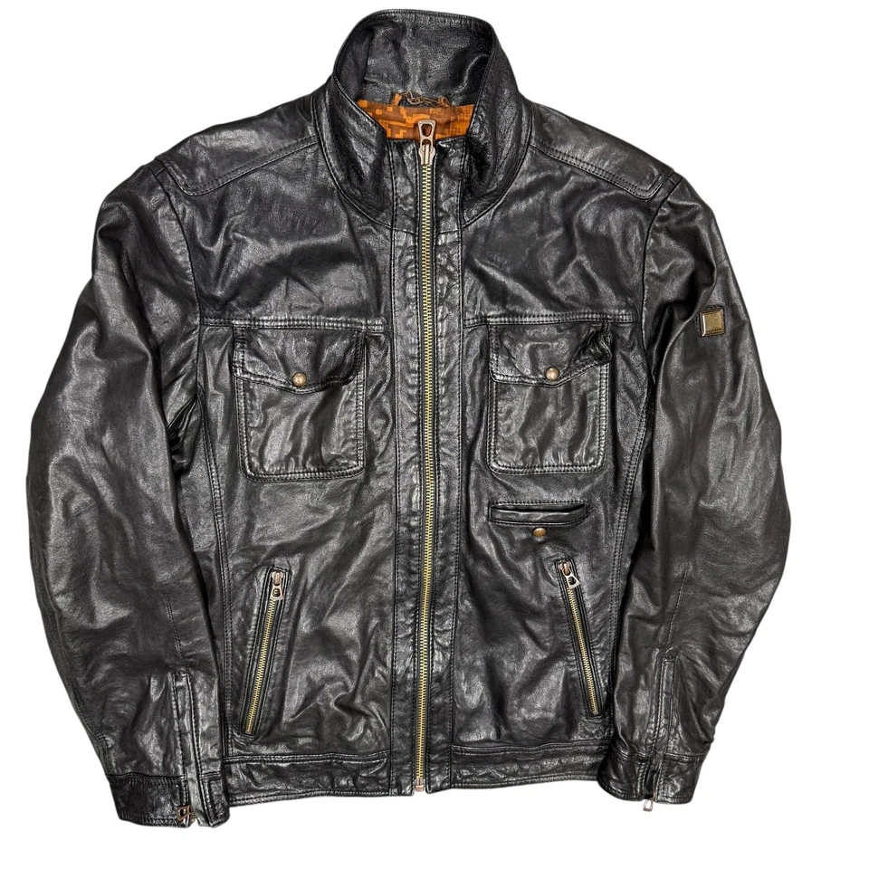 Hugo Boss Lamb Leather Jacket Motorcycle GR-Joetze Black Small - Image 1 of 4