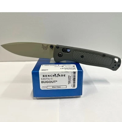 Benchmade 535TN-11 Bugout Folding Knife, Dark Olive Grivory Handle, Drop-Point ( - Image 1 of 4