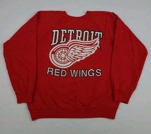 Felpa vintage anni 80 Detroit Tigers stampa logo vintage Hanes made in USA hockey NHL - Foto 1 di 5