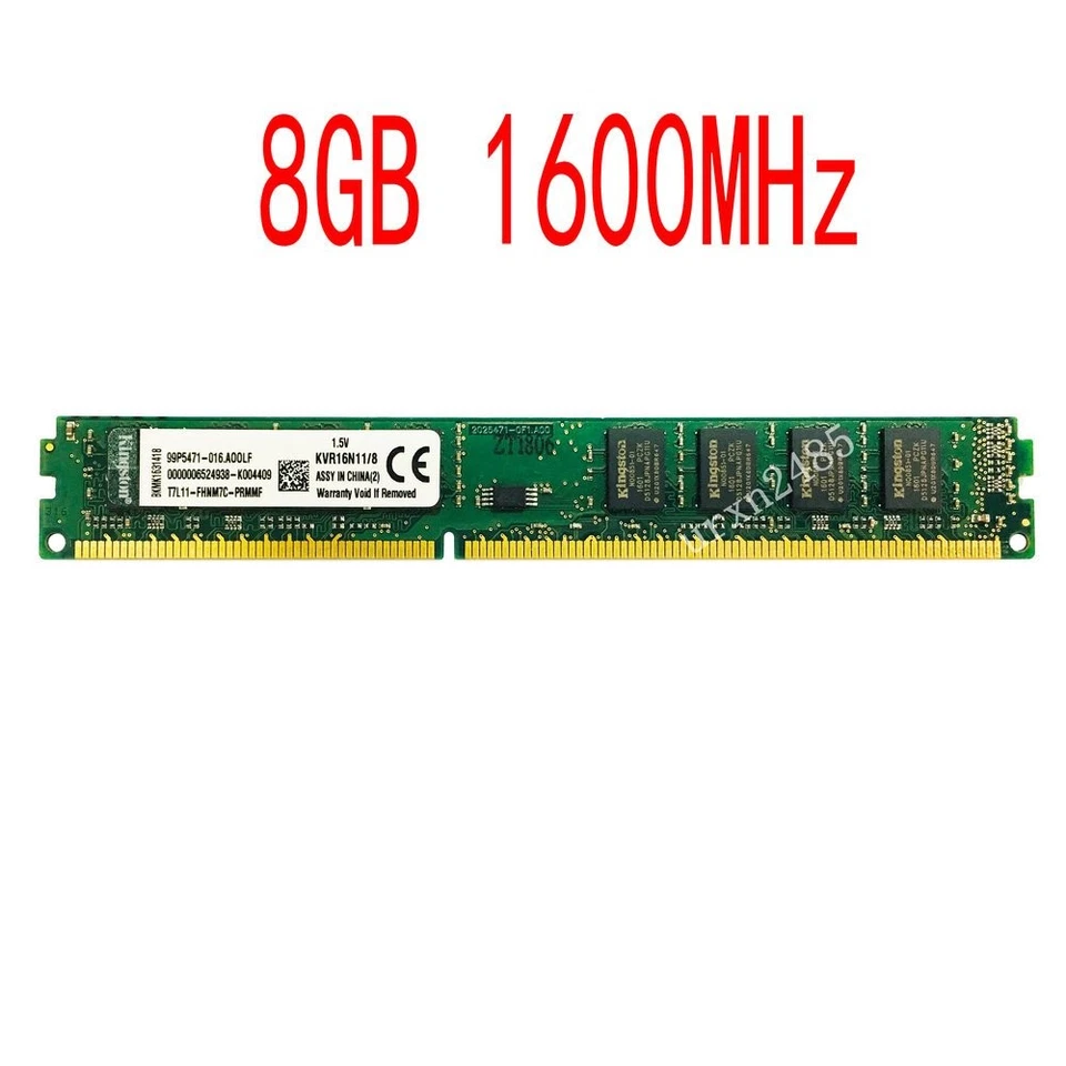 Kingston 8GB 1600MHz DDR3 PC3-12800 DIMM KVR16N11/8 240Pin Desktop Memory RAM BT - Image 1 of 4