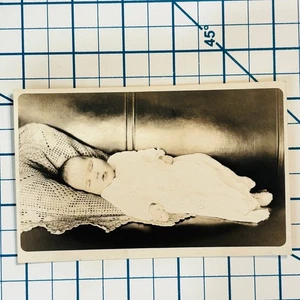 RPPC Vintage Sepia Baby Mourning Photo Postcard AZO Stamp Box Early 1900s - Picture 1 of 3