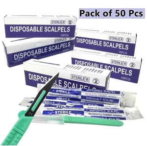 50 PIEZAS BISTURÍES DESECHABLES ESTÉRILES #11-USO ÚNICO-DISECCIÓN, QUIRÚRGICOS, DENTALES - Imagen 1 de 3
