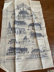Williamsburg Virginia Linen Tea Towel ~ Landmarks ~ 16.5" X 27" ~ New Wo Tags - Picture 1 of 9