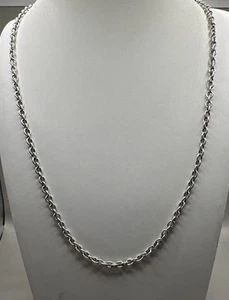 Sterling Silver 3.2mm Rolo Link Necklace 12.87g /24in - Picture 1 of 5