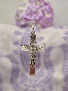 Colgante y cadena vintage con cruz de estrella talla diamante de plata de ley con sello. - Imagen 1 de 11