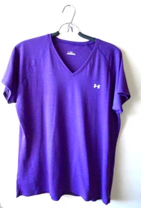 Under Armour Purple Short Sleeve V-Neck Athletic T-Shirt Size XL - Picture 1 of 2