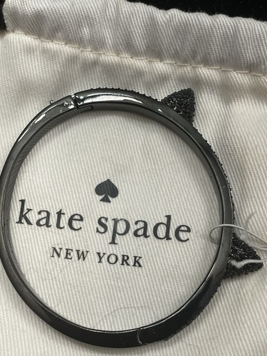 Bracciale clip orecchio gatto nero Kate Spade Jazz Things Up nuovo con etichette