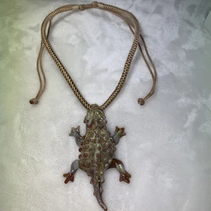 Kittrell/Riffkind Art Glass - Horned Toad Lizard Frog Necklace - Picture 1 of 10