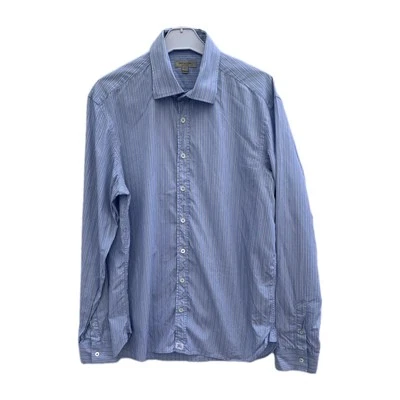 Burberry London Dress Shirt 16½ 42 Blue White Striped Long Sleeve Tunisia Mad#C9 - Image 1 of 4