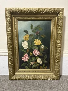 Amerikanische Schule Stillleben Öl auf Karton Gemälde  - Bild 1 von 6