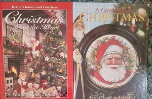 Lote 2 libros punto de cruz Navidad y Navidad desde el corazón libros de tapa dura - Imagen 1 de 7