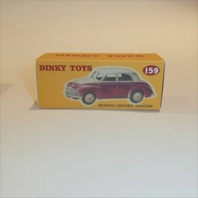 Dinky Toys 159 Morris Oxford Saloon - Cream / Maroon - Repro Box - Image 1 of 4